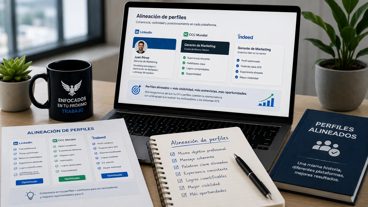 Alineación del perfil profesional en LinkedIn, OCC e Indeed